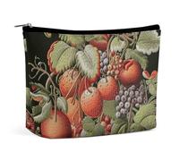 LXTDPBK Cosmetic Bag Travel Makeup Bag Waterproof Toiletry Bag Bird Sitting on Tree Makeup Organizer Case Portable Toiletry Pouch Large Capacity Zipper Pouch for Women Men, Fruits and Leaves, One