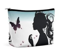 LXTDPBK Cosmetic Bag Travel Makeup Bag Waterproof Toiletry Bag Black Gibbon Monkey Makeup Organizer Case Portable Toiletry Pouch Large Capacity Zipper Pouch for Women Men, Butterfly woman, One Size,
