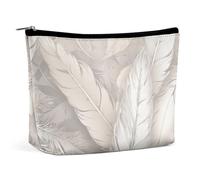 LXTDPBK Cosmetic Bag Travel Makeup Bag Waterproof Toiletry Bag Blue Clouds And Rain Makeup Organizer Case Portable Toiletry Pouch Large Capacity Zipper Pouch for Women Men, Delicate Feathers, One