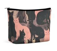 LXTDPBK Cosmetic Bag Travel Makeup Bag Waterproof Toiletry Bag Blue Clouds And Rain Makeup Organizer Case Portable Toiletry Pouch Large Capacity Zipper Pouch for Women Men, Peach Cat Silhouette, One