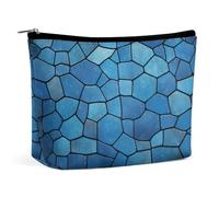 LXTDPBK Cosmetic Bag Travel Makeup Bag Waterproof Toiletry Bag Blue Tile Pattern Makeup Organizer Case Portable Toiletry Pouch Large Capacity Zipper Pouch for Women Men, Blue Tile Pattern, One Size,