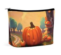 LXTDPBK Cosmetic Bag Travel Makeup Bag Waterproof Toiletry Bag Christmas Swine Makeup Organizer Case Portable Toiletry Pouch Large Capacity Zipper Pouch for Women Men, Pumpkin Autumn Blessings, One