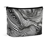 LXTDPBK Cosmetic Bag Travel Makeup Bag Waterproof Toiletry Bag Golden Abstract Plaid Makeup Organizer Case Portable Toiletry Pouch Large Capacity Zipper Pouch for Women Men, Wavy Shape Pictures, One