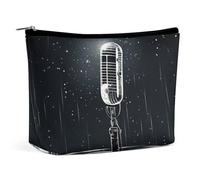 LXTDPBK Cosmetic Bag Travel Makeup Bag Waterproof Toiletry Bag Monkey And Plant Makeup Organizer Case Portable Toiletry Pouch Large Capacity Zipper Pouch for Women Men, Hand Drawn Microphone, One