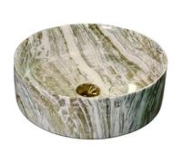 LXTEDJ Ceramic Bathroom Basin, The Overall Design Adopts Stone Texture, Round Vessel Sink, Counter Top Space Saving, Suitable for Modern and Traditional Bathrooms, 40X40X12CM-01