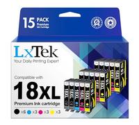 LxTek 18 18XL Ink Compatible with Epson 18 18XL Ink Cartridges, 15-Pack | Compatible with Epson Expression Home XP-322/215/205/225/305/425/315/312/425/412 Printers (6*Black 3*Cyan 3*Magenta 3*Yellow)