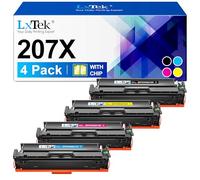 LxTek 207X Toner Replacement for HP 207X 207A Cartridges, 4-Pack with Chip | Compatible with HP MFP M283fdw M283fdn M282nw M255dw M255nw W2210X W2211X W2212X W2213X Printers Black Cyan Magenta Yellow
