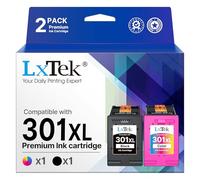LxTek 301XL High Yield Ink Cartridge Replacement for HP 301XL for Deskjet 1000 1010 1050 1510 1512 2050 2050A 2510 2540 3050 Envy 4500 4502 4503 5530 5532 2620(Black Colour, 2-Pack)