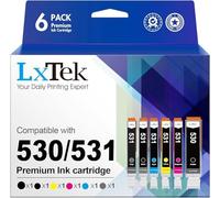 LxTek 530 531 XXL Ink Replacement for Canon PGI-530 CLI-531 Ink Cartridges | Compatible with Canon TS8750 TS8751 Printers (Grey PGBK Black Cyan Magenta Yellow, 6 Pack)