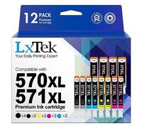 LxTek Compatible Ink Cartridge Replacement for Canon PGI-570 CLI-571 570XL 571XL for Canon PIXMA TS5050 MG5750 TS5051 MG6851 MG6850 MG5700 MG5751 MG5753 MG6852 (Yellow Black Magenta Cyan,12-Pack