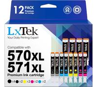 LxTek 570XL 571XL Ink Cartridge Replacement for Canon PGI570/CLI571XL_12P