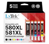 LxTek 580XXL 581XXL Ink Cartridge Replacement for Canon PGI-580 CLI-581 Ink Compatible for Pixma TS6250 TS6350 TS8250 TS6351 TS6251 TS705 TS8550 TS5150 TS6250 TS8500 TS8252 TS9150 TS9155, 5-Pack
