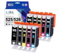 LxTek Compatible Ink Cartridge Replacement for Canon 525 526 PGI-525 CLI-526 for PIXMA MG6150 MG6250 MG5350 MG5250 MG5150 IX6550 IP4950 IP4850 (Black Cyan Magenta Yellow, 10-Pack)