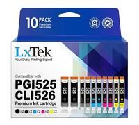 LxTek Compatible Ink Cartridge Replacement for Canon 525 526 PGI-525 CLI-526 for PIXMA MG6150 MG6250 MG5350 MG5250 MG5150 IX6550 IP4950 IP4850 (Black Cyan Magenta Yellow, 10-Pack)