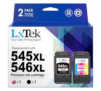 LxTek PG-545XL CL-546XL Ink Cartridges Replacement for Canon 545XL 546XL for PIXMA TR4551 PIXMA MG2550 PIXMA MG2550S PIXMA TS3150 TS3350 TS3351 TS3450 TS3452 TR4650 (Black Colour, 2-Pack