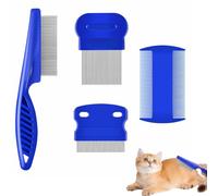Lxtness 4-Piece Nit & Flea Comb Kit - Metal & Plastic Double Sided Combs