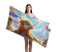 LXTOPN Highland Cow Beach Towel - Microfibre Towels for Adults Extra Large 90x180cm Lightweight Beach Blanket, Sand Free & Quick Dry Towel (Colourful - Highland Cow 1#)