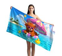 LXTOPN Highland Cow Beach Towel - Microfibre Towels for Adults Extra Large 90x180cm Lightweight Beach Blanket, Sand Free & Quick Dry Towel (Colourful - Highland Cow 3#)