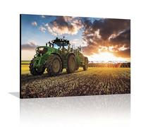LXTOPN Tractor Pictures with Frame - Canvas Picture Agriculture Tractor - Modern HD Print Tractor Poster for Living Room Decor Wall Pictures (Farm House, Green-A01, 30 x 40 cm)