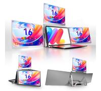 LXU 16" Laptop Screen Extender, 1 Cable for 3 Screens (Driver Needed), 1200P FHD IPS Quad Monitor Display, Portable Triple Monitor for Laptops 12~18.5", Fits for M1 M2 M3 M4 M5 MacBook/Wins 10 11