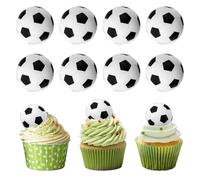 LXUEJIE 10 Pcs 3D Soccer Cupcake Toppers, 3D Foam Soccer Ball Cake Toppers Picks Mini Football Ball Cupcake Picks for Soccers Theme Party Birthday Baby Shower Cake Decorations Supplies