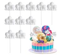 LXUEJIE 10 Pcs Cloud Cake Topper, Clouds Dessert Picks Plush Cloud Cupcake Toppers White Clouds Cake Picks Decor for Birthday Wedding Baby Shower Festival Party