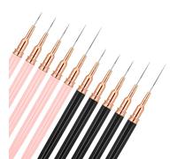 LXUEJIE 10 PCS Nail Art Liner Brushes, Black & Pink Fine Liner Brush 7/9/11/15/25mm Nail Art Striping Brushes Detail Drawing Brush Nail Tools for Long Lines Thin Details Fine Drawing