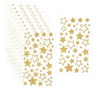 LXUEJIE 10 Sheets Glitter Gold Star Stickers, Self-Adhesive Assorted Star Labels, Gold Stars Stickers, Holographic Foil Stars Sticker for Crafts Kids Reward, Christmas Decoration, Classroom Supplies