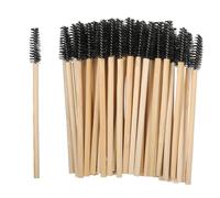LXUEJIE 100 Pcs Disposable Mascara Wands, Bamboo Handle Nylon Bristles, Black Eyelash Spoolies Eyebrow Brush Makeup Kit, Eyelash Extension Applicator Makeup Tool (Disposable Lash & Mascara Wands)