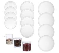 LXUEJIE 12 Pcs Dog Food Can Covers Lids, Clear Plastic Seal Lid Reusable Can Covers for Canned Goods or Pet Dog Cat Food Saver（75mm/85mm/100mm）