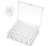 LXUEJIE 2 Boxes Total 50 Pcs Bobbins for Sewing Machine, Clear Plastic Bobbin with Organizer Box, Universal Replacement, Plastic Bobbins, Easy to Use & See Thread Level