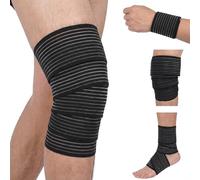 LXUEJIE 2 PCS Extra Long Elastic Knee Wrap Compression Bandage Brace Support, Adjustable Compression Wrap Knee Wraps for Legs Plantar Fasciitis Stabilising Ligaments Basketball Football Running