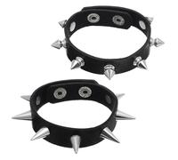 LXUEJIE 2 PCS Punk Rock Spike Bracelet, Adjustable Studded Bracelet Leather Cuff Bracelets Black Leather Studded Punk Emo Bracelets Gothic Jewelry for 80s 90s Vintage Womens Men