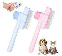LXUEJIE 2PCS Flea Comb for Cats Dogs, Magic Self-Cleaning Cat Grooming Brush Brush for Shedding Pet Hair Removal Comb with Long & Short Stainless Steel Teeth for Deshedding