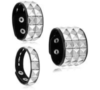 LXUEJIE 3 Pcs Studded Bracelet, Halloween Leather Punk Bracelet Spiked Studded Bracelets Gothic Bracelets Adjustable Cuff Braceletss Set for Rocker Outfits 80s 90s Costume Accessories