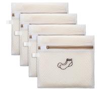 LXUEJIE 4 Pcs 7.87×7.09 Inch Small Mesh Laundry Bags for Socks, Durable Polyester Lingerie Delicates Bag for Washing Machine, Useful for Masks, Underwear(3 Socks Washing Bag + 1 Bra Laundry Bag)