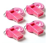 LXUEJIE 4 Pcs Coach Whistle, Pink Whistles with Lanyard and Mouthpiece, Loud Clear Tone for Coaching, Teaching, Refereeing, Lifeguarding & Emergency Use, Rose Pink
