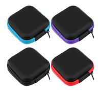 LXUEJIE 4 Pcs Mini Earphone Case Protective Bag Box, Multi-functional Headphone Storage Portable Storages Cases, Portable EVA Zip Shell Carrying Earbud Storage Pouches for Wired Headsets