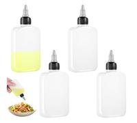 LXUEJIE 4 PCS Oil Dispenser Bottle for Camping & Cooking, 4oz Squeeze Condiment Bottle Refillable 120ml Empty Plastic Containers with Leak-proof Screw Cap for Dressing Sauces Condiments