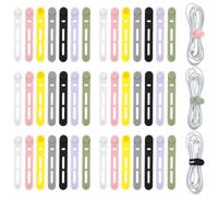 LXUEJIE 42 PCS Silicone Cable Ties, Reusable Multicolor Adjustable Silicone Data Cable Organizer Cord Straps Multipurpose Elastic Cable Organizer for Wires and Charging Cords for Home Office