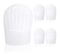 LXUEJIE 5 Pack White Chef Hat, Disposable Chef Hat Cotton Baker Hats Chefs Hats for Kitchen Cooking Catering Restaurants Halloween Chefs Costume