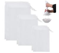 LXUEJIE 6 Pack Fine Mesh Filter Bags, Nut Milk Strainer Bag Reusable Food Strainers Bag with Fine Mesh Drawstring Cheese Cloths Bags for Straining Fruit Juice Coffee Tea Tofu, 3 Sizes