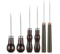 LXUEJIE 6 Pcs Awl Tool Set, Leather Scratch Awl Tools, Awls Tool Sewing with Gourd Shape Wooden Handle, Leather Punch Stitching Marking Awls Tools for Hide Sewing, Marking, Crafts Wood, Shoe Repair