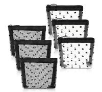 LXUEJIE 6 Pcs Mini Mesh Makeup Bags, Mesh Makeup Bag with Zipper Heart Print Meshes Storage Pouch Small Cosmetic Bag for Purse for Home Travel(Black, Apricot)
