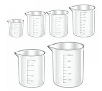 LXUEJIE 6 Pcs Plastic Graduated Beaker, 6 Sizes Transparent PP Measuring Cup Mixing Cup Lab Measuring Cups in 500ml/250ml/150ml/100ml/50 ml, 25 ml Capacity for Kitchen Lab Science Experiments