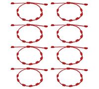 LXUEJIE 8 Pieces Adjustable Red Cord Bracelet String, 7 Knot Red String Bracelet Set, Amulet for Success and Prosperity, Knots Strings for Protection, Bracelets Knots Chain Braided for Friendship