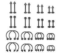 LXUEJIE Bewudy 32Pcs Lip Rings, Stainless Steel Horseshoe Labret Lip Piercing Jewelry Snake Bite Piercing Jewelry Monroe Lip Barbell Ring Helix Earring Daith Tragus Cartilage Studs