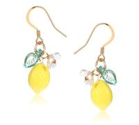 LXUEJIE Cute Lemon Dangle Earrings for Women, Resin Yellow Lemon Hoop Earrings Minimal Fashion Fruits Dangling Earring for Women Sweet Earring for Birthday Valentine's Day Christmas, 4.8cm, Resin +