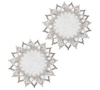 LXUEJIE Pack of 2 Linen Round Tablecloth, Vintage Lace Doilies, Coffee Table Decoration, Embroidered Cup Mat, 40 cm, Doily, Round Vase Mat for Kitchen, Dining Room, Party, Dresser Decoration