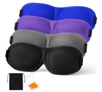 LXUEJIE Pack of 4 Sleep Mask, 3D Eye Mask, Sleeping Mask, Light Blocking Sleeping Mask with Adjustable for Men and Women, Sleep Eye Mask for Travel Gadget